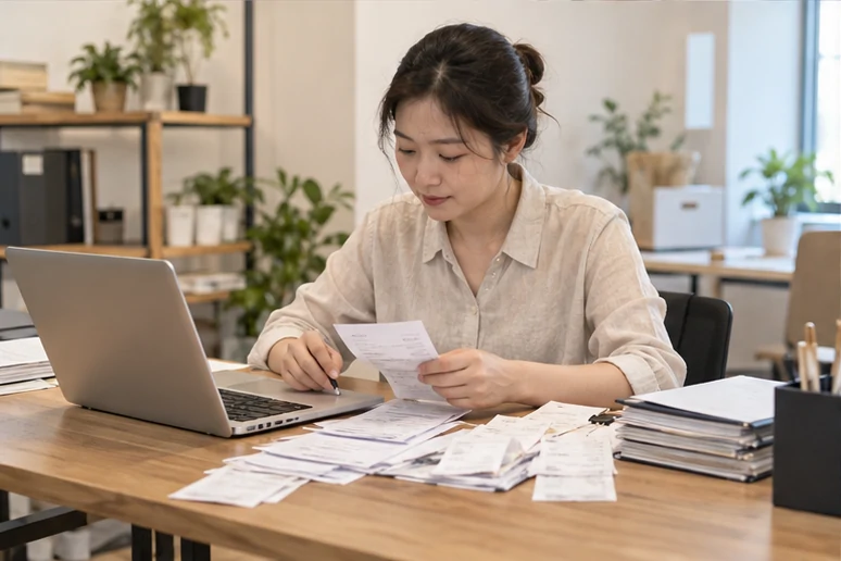 整理企业票据与日常账务资料的服务场景示意