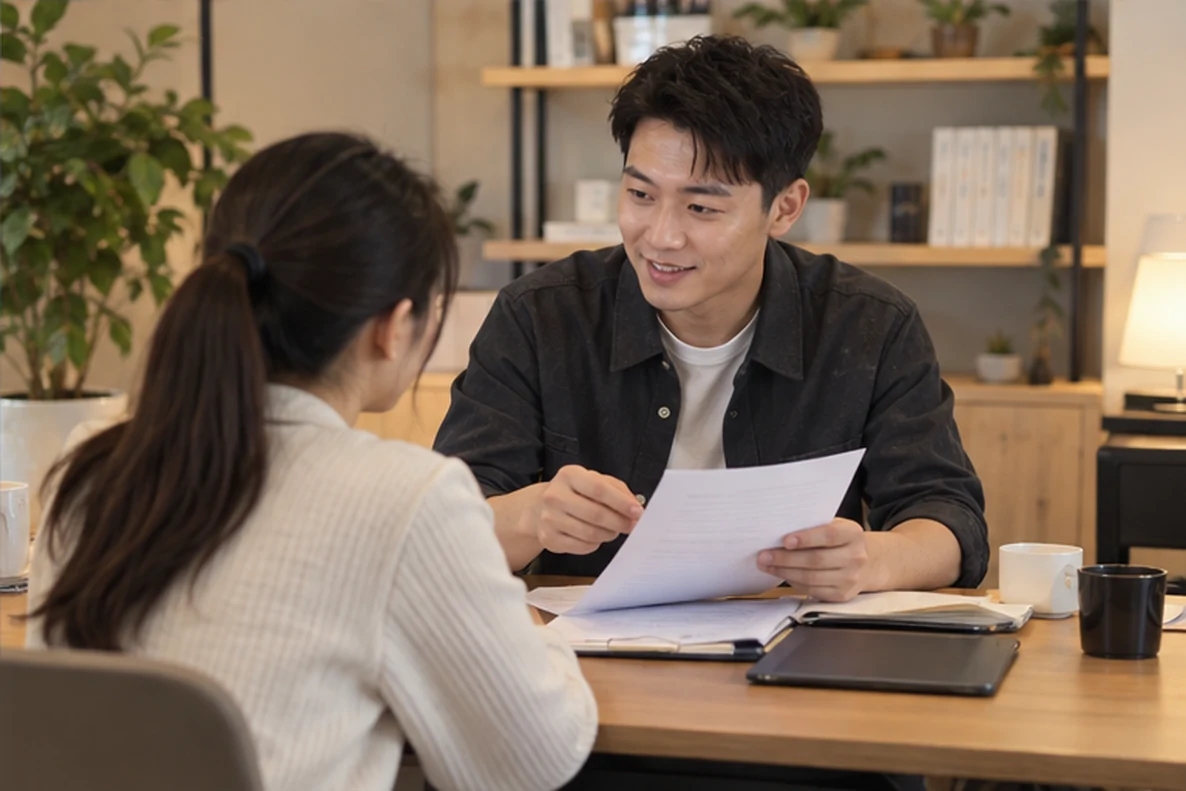 核对注册公司资料与办理事项的服务场景示意