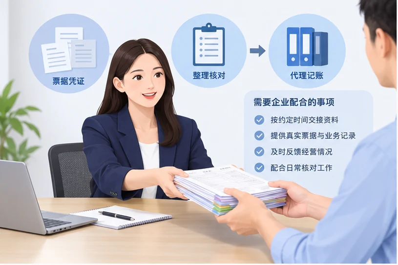 整理企业票据与日常账务资料的服务场景示意