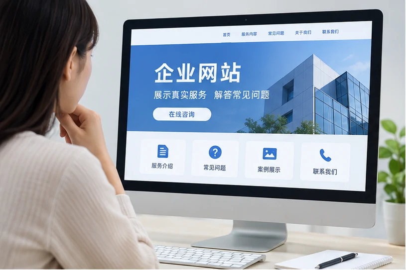 企业网站展示业务与服务信息的场景示意