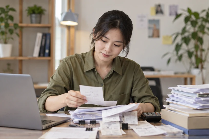 整理企业票据与日常账务资料的服务场景示意
