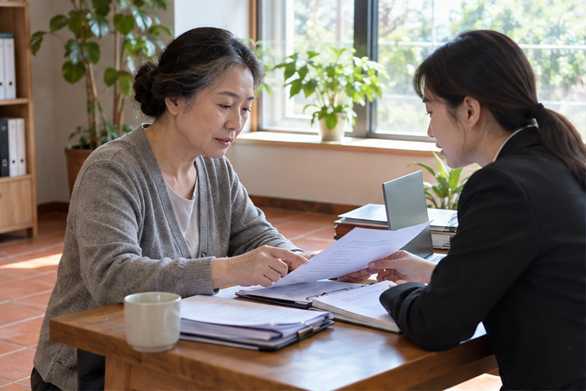 核对注册公司资料与办理事项的服务场景示意