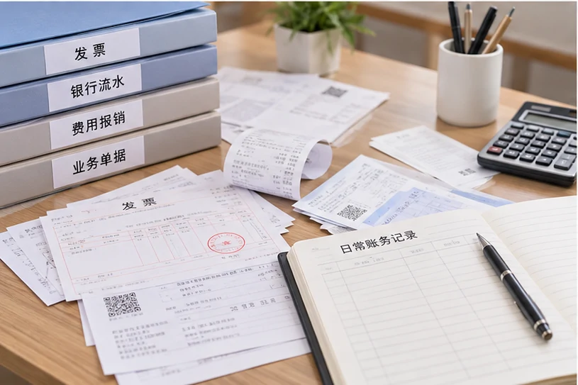 整理企业票据与日常账务资料的服务场景示意