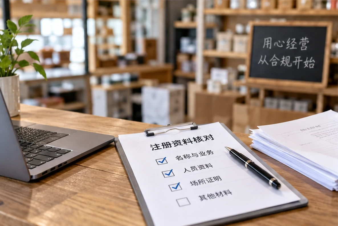 核对注册公司资料与办理事项的服务场景示意