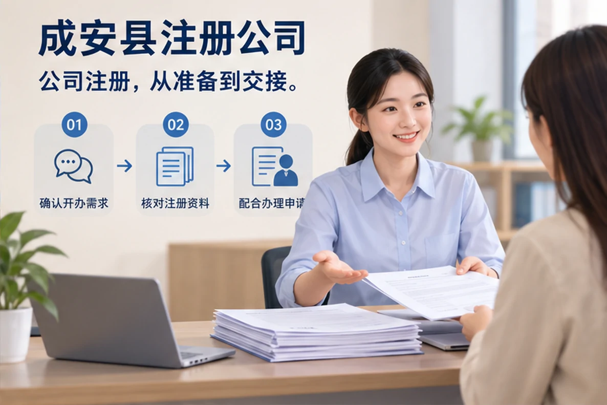 核对注册公司资料与办理事项的服务场景示意