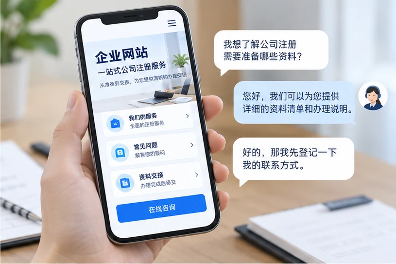 企业网站展示业务与服务信息的场景示意