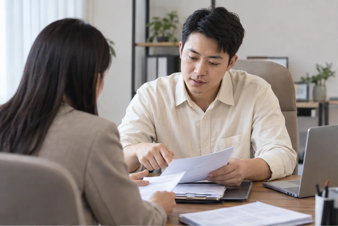 核对注册公司资料与办理事项的服务场景示意