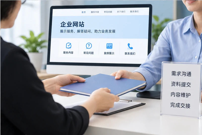 企业网站展示业务与服务信息的场景示意