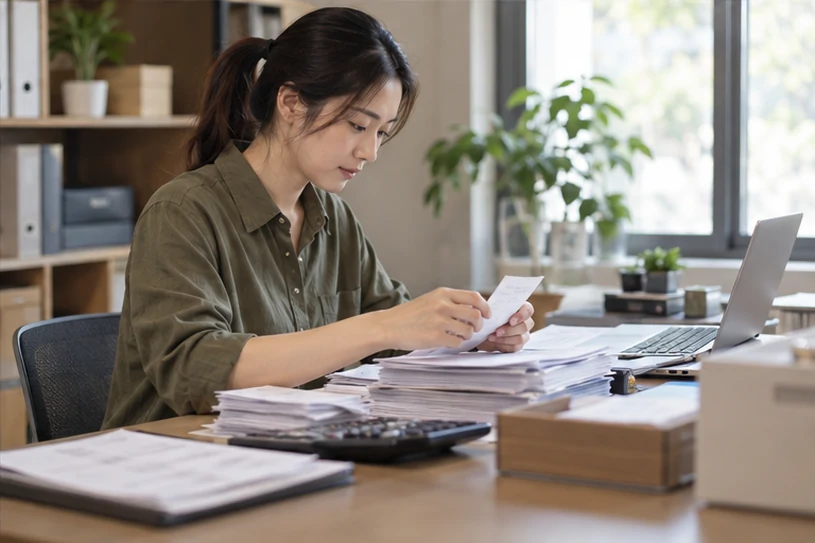 整理企业票据与日常账务资料的服务场景示意