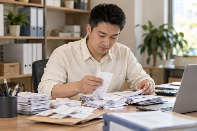 整理企业票据与日常账务资料的服务场景示意