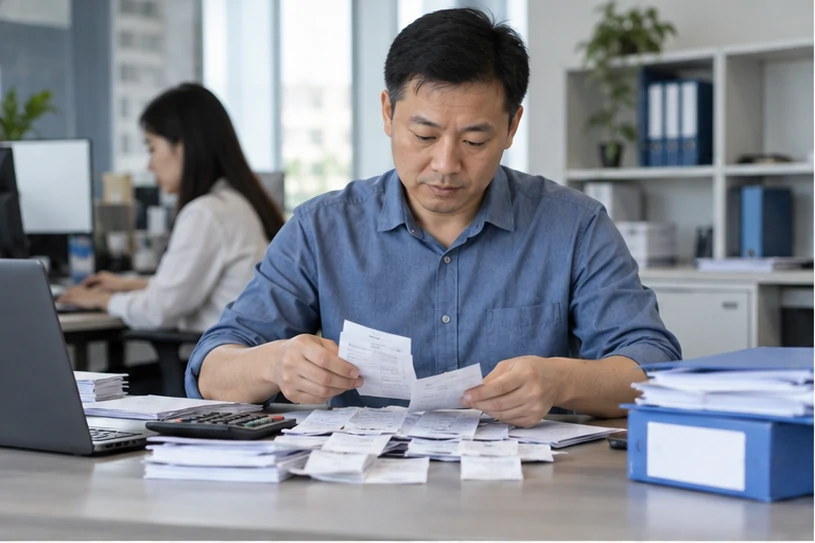 整理企业票据与日常账务资料的服务场景示意