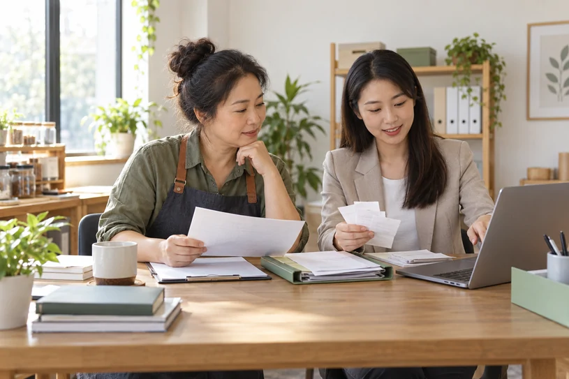 整理企业票据与日常账务资料的服务场景示意
