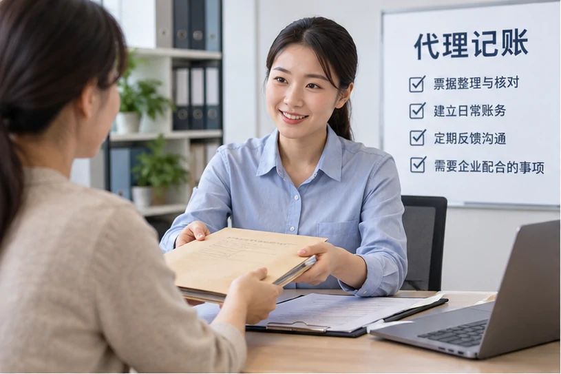 整理企业票据与日常账务资料的服务场景示意