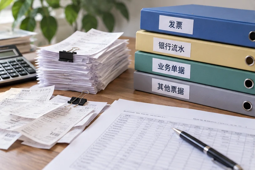 整理企业票据与日常账务资料的服务场景示意
