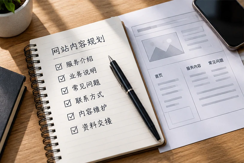 企业网站展示业务与服务信息的场景示意