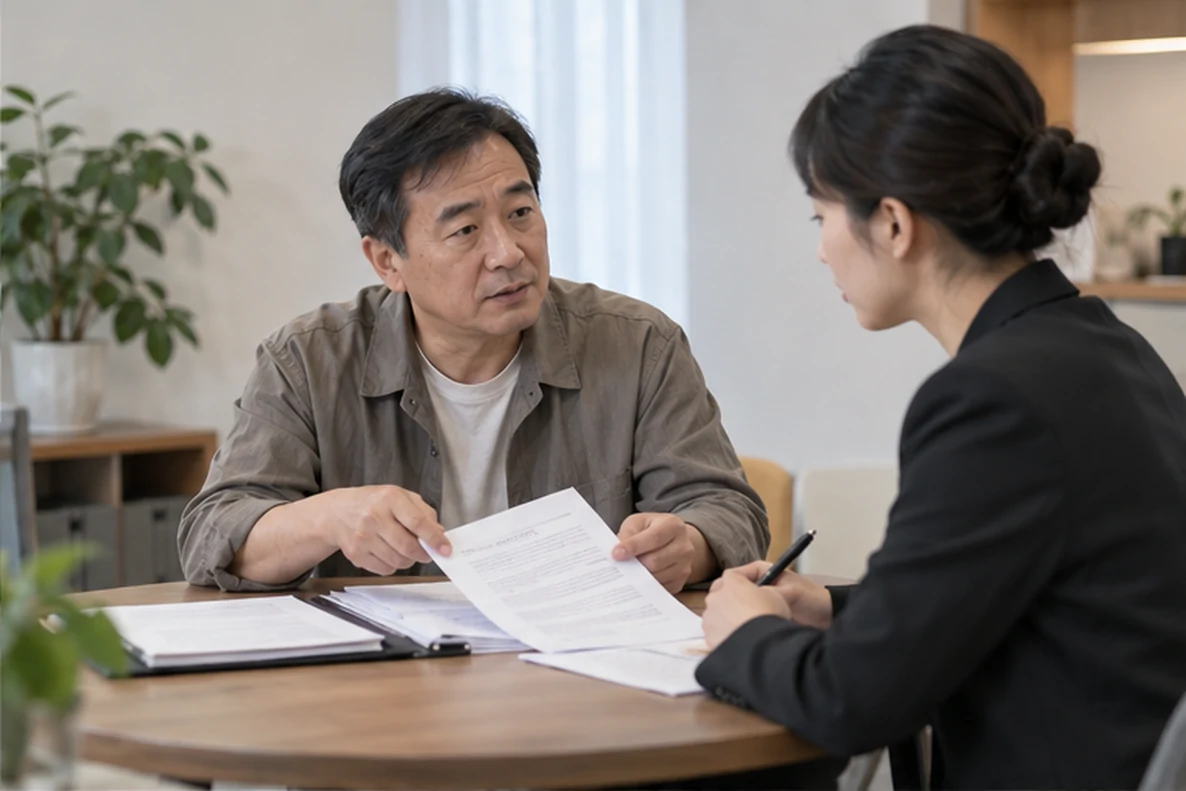 核对注册公司资料与办理事项的服务场景示意