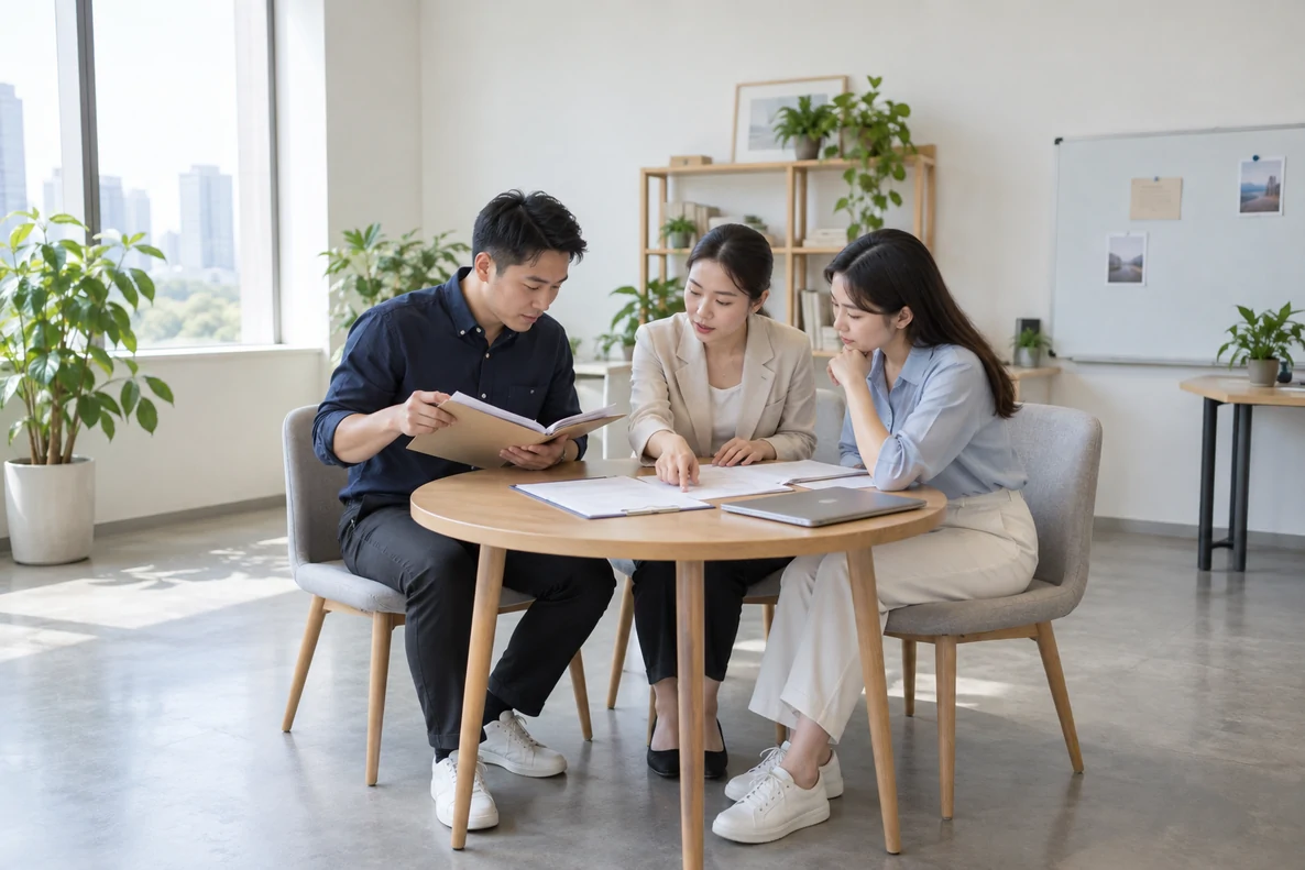 核对注册公司资料与办理事项的服务场景示意