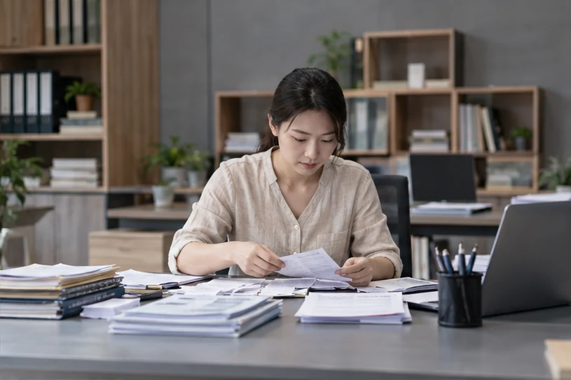 整理企业票据与日常账务资料的服务场景示意