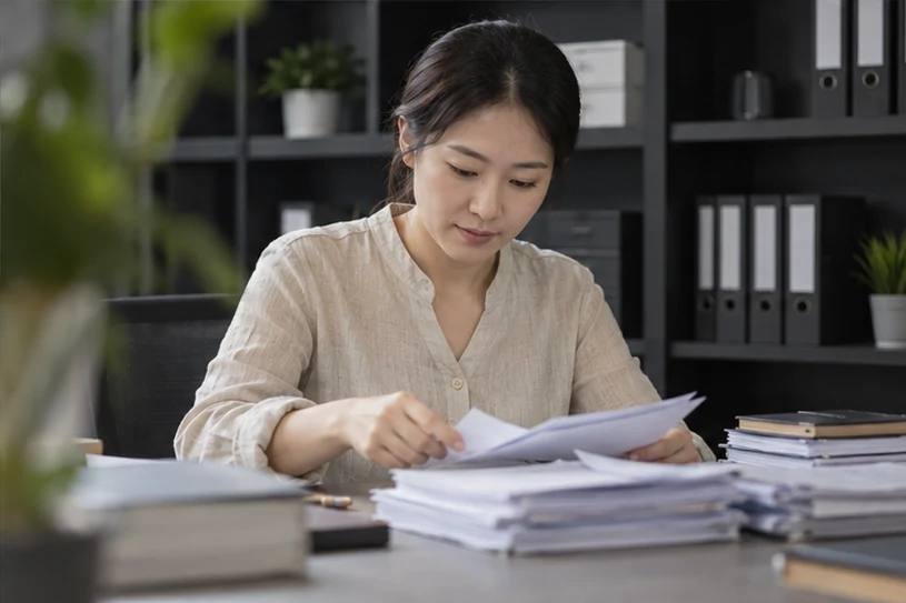 整理企业票据与日常账务资料的服务场景示意