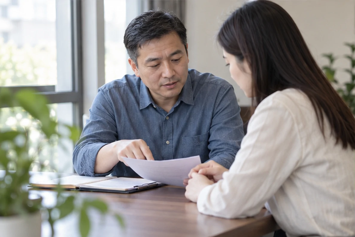 核对注册公司资料与办理事项的服务场景示意