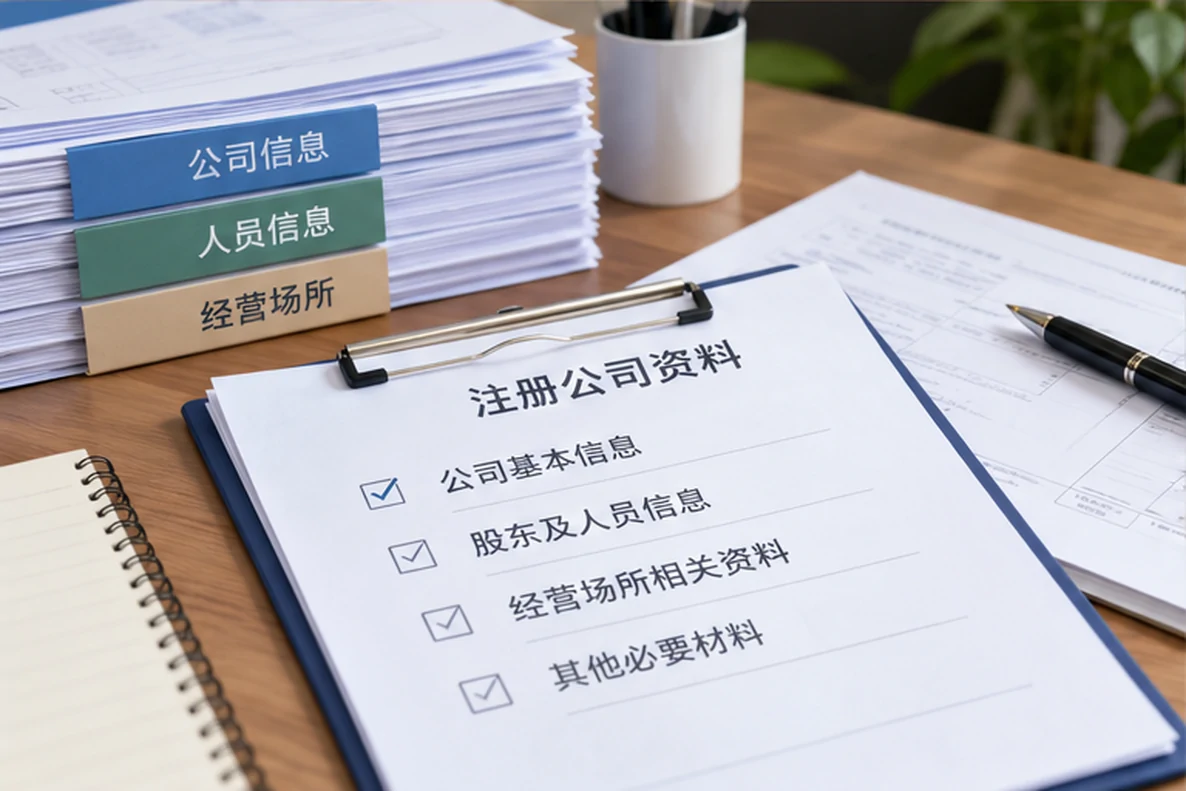 核对注册公司资料与办理事项的服务场景示意