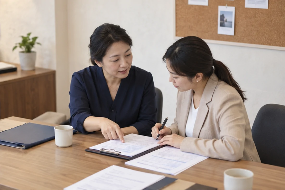 核对注册公司资料与办理事项的服务场景示意