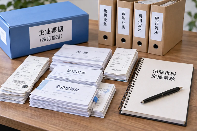 整理企业票据与日常账务资料的服务场景示意