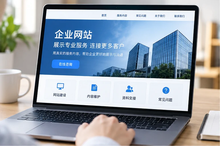 企业网站展示业务与服务信息的场景示意