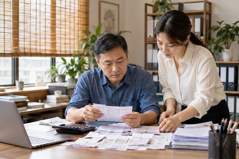 整理企业票据与日常账务资料的服务场景示意