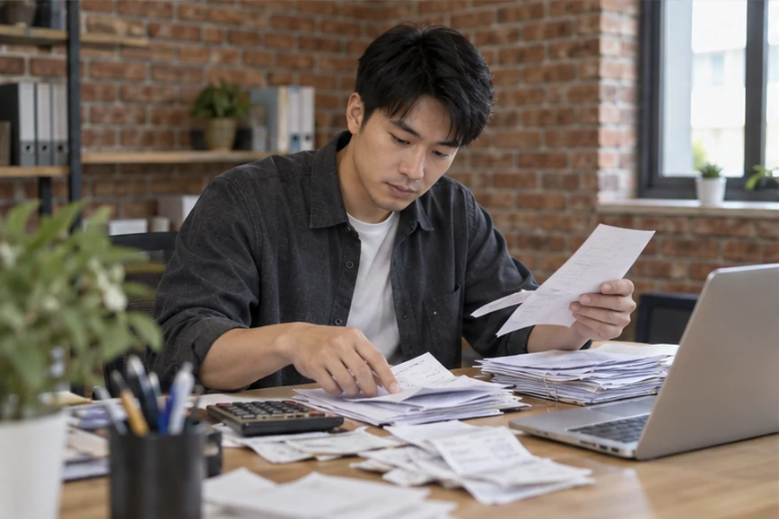整理企业票据与日常账务资料的服务场景示意