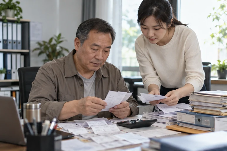 整理企业票据与日常账务资料的服务场景示意