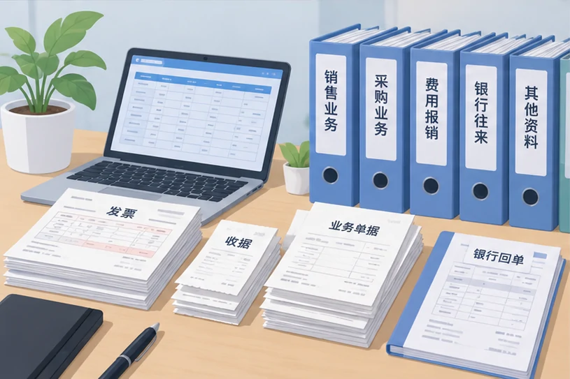整理企业票据与日常账务资料的服务场景示意