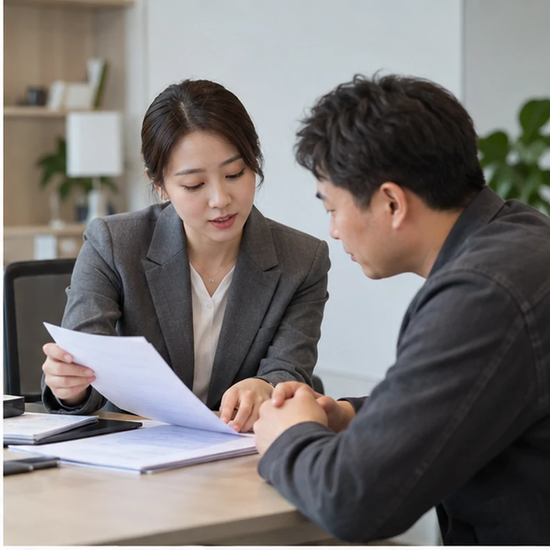 核对注册公司资料与办理事项的服务场景示意