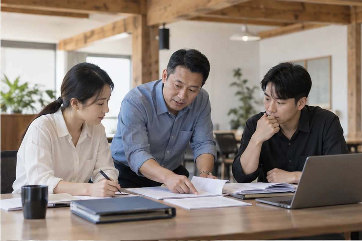 核对注册公司资料与办理事项的服务场景示意