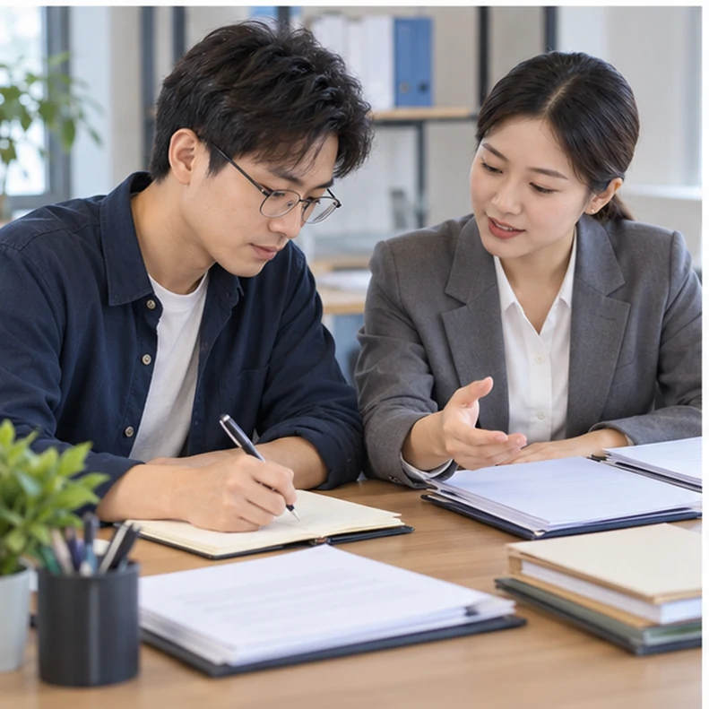 核对注册公司资料与办理事项的服务场景示意