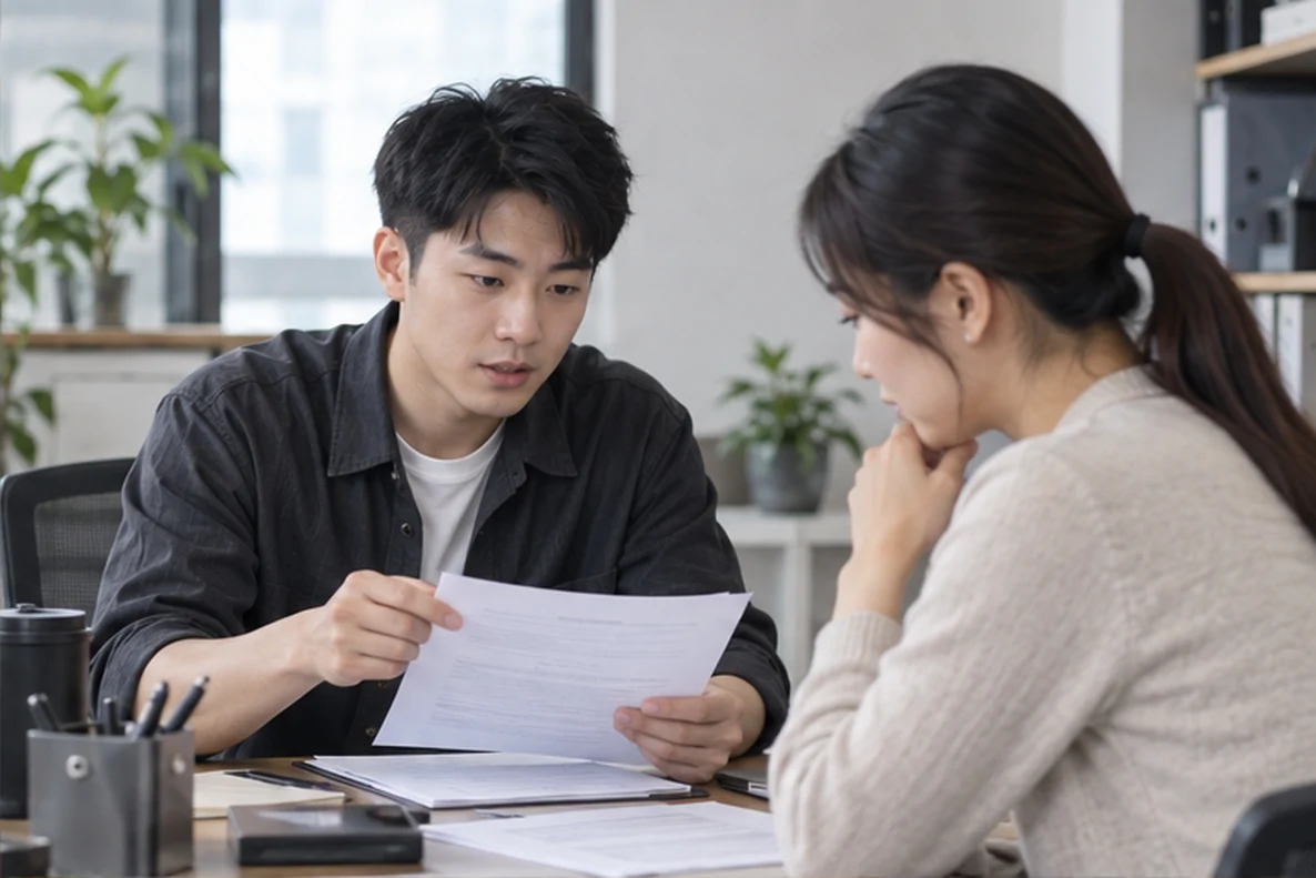核对注册公司资料与办理事项的服务场景示意