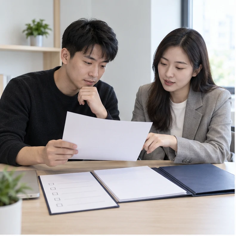 核对注册公司资料与办理事项的服务场景示意