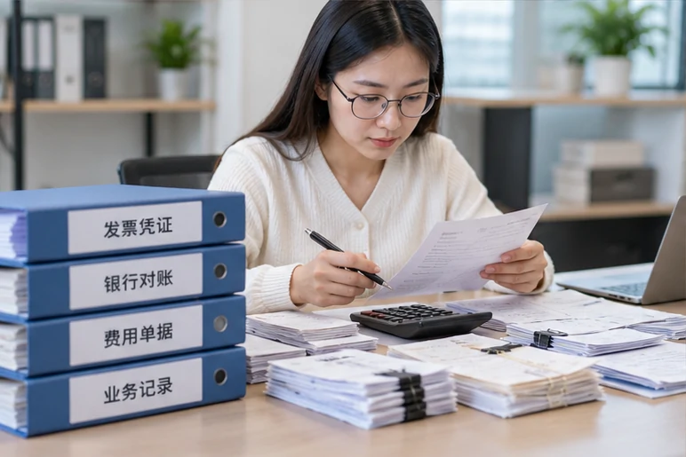 整理企业票据与日常账务资料的服务场景示意