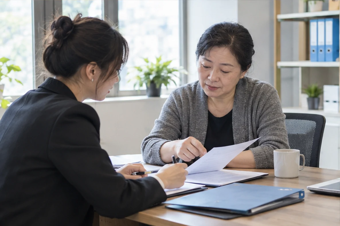 核对注册公司资料与办理事项的服务场景示意