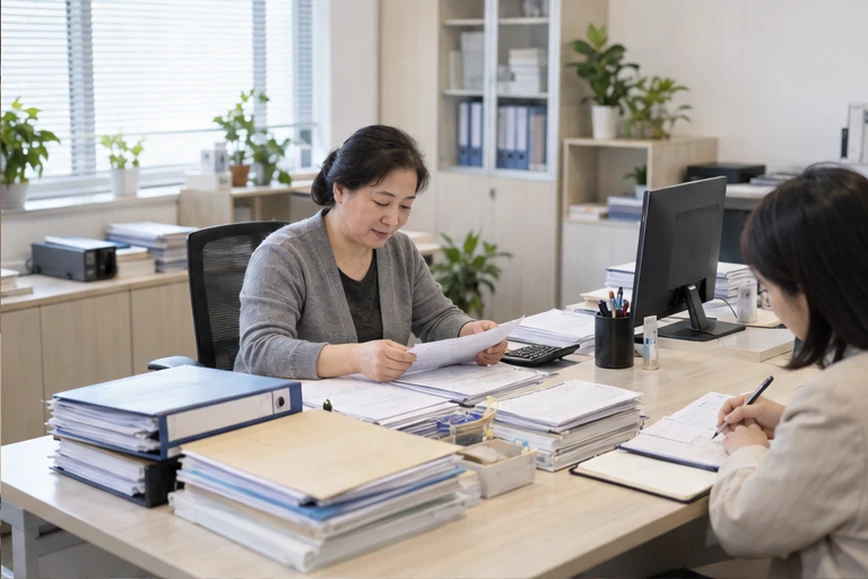 整理企业票据与日常账务资料的服务场景示意