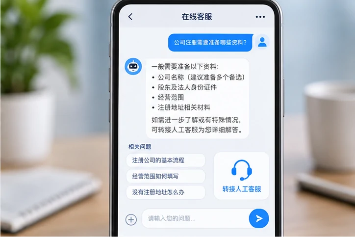 在线客服接待与咨询整理的服务场景示意