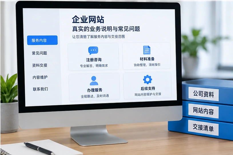 企业网站展示业务与服务信息的场景示意
