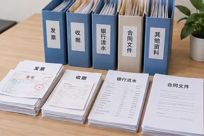 整理企业票据与日常账务资料的服务场景示意