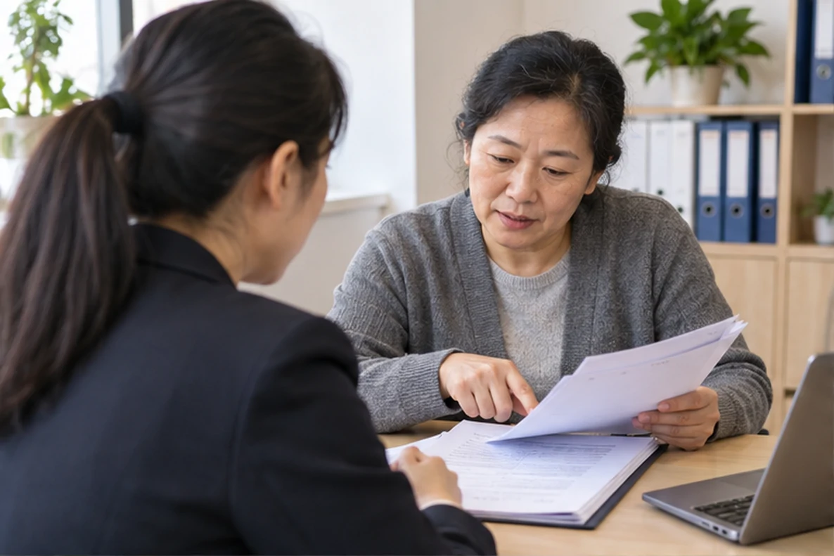 核对注册公司资料与办理事项的服务场景示意