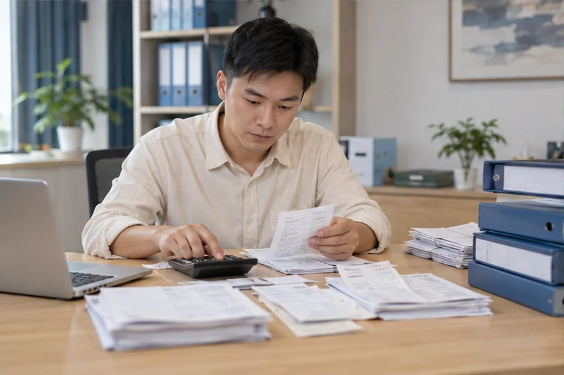 整理企业票据与日常账务资料的服务场景示意