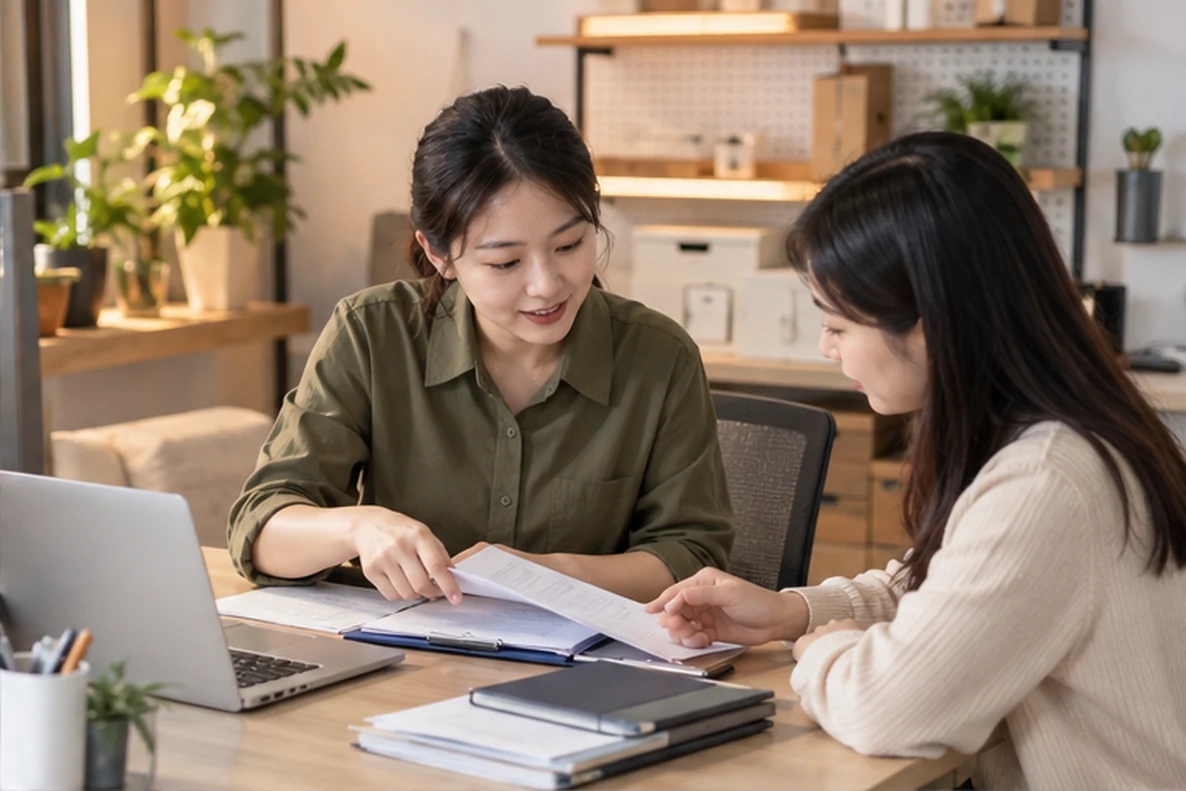 核对注册公司资料与办理事项的服务场景示意