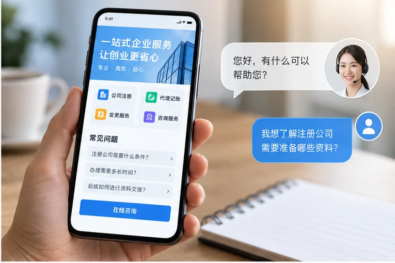 企业网站展示业务与服务信息的场景示意