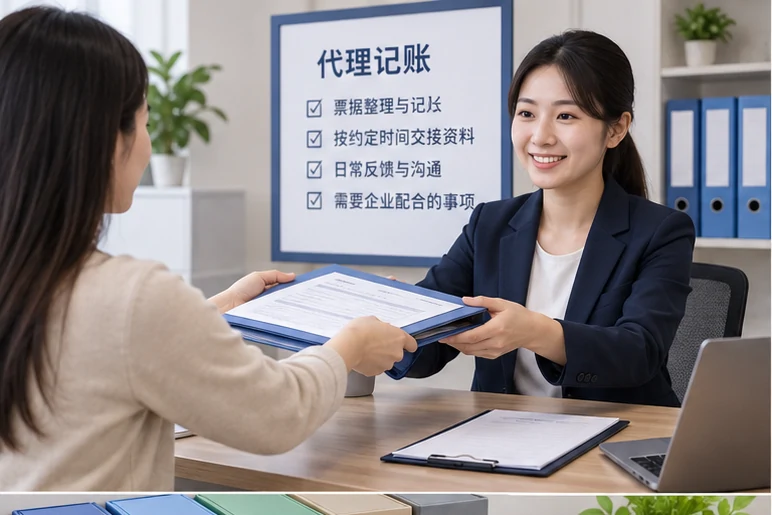 整理企业票据与日常账务资料的服务场景示意
