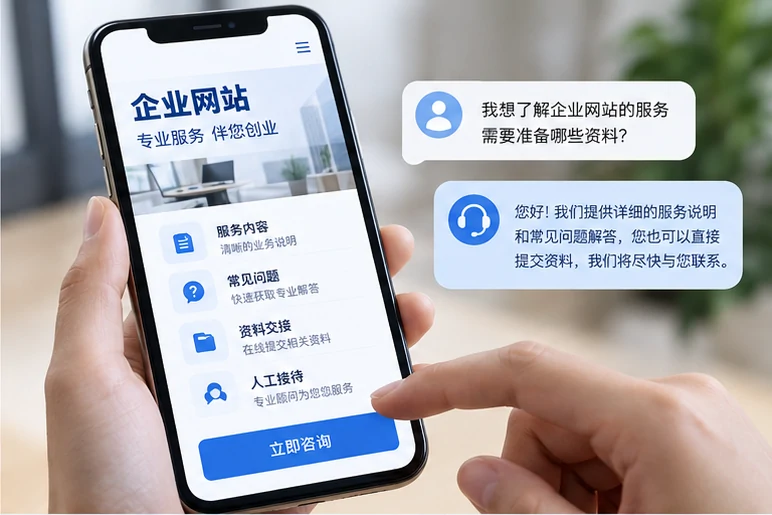 企业网站展示业务与服务信息的场景示意