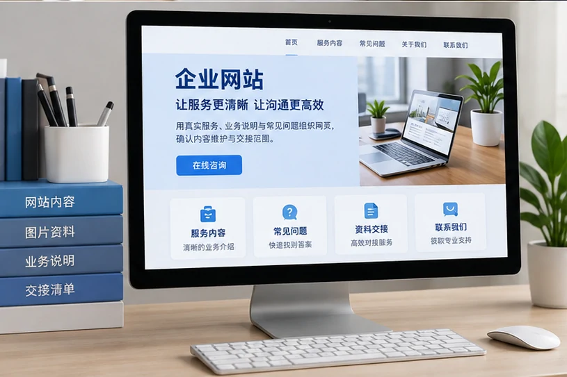 企业网站展示业务与服务信息的场景示意